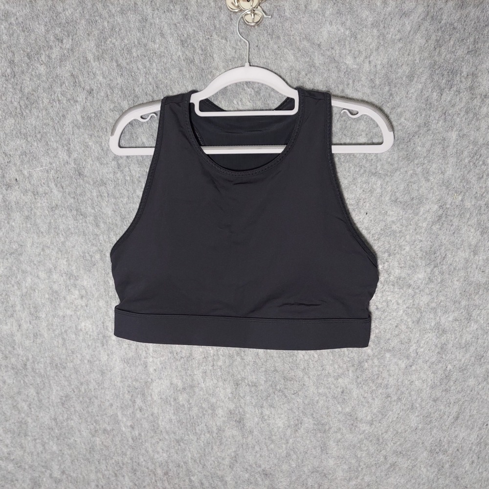 Fabletics Sport Bra Xl Black Trinity High Impact Mesh Back High Neck Crop Top